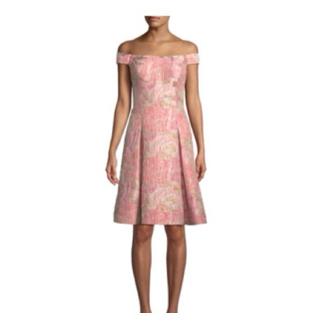 Aidan Mattox Off-the-Shoulder Brocade Cocktail Dress